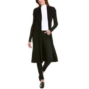 NWT Tahari Womens Black 100% Extra Fine Merino Wool Cashfeel Sweater Long Size S